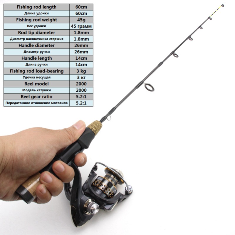 60cm 2 dicas haste carretel co - Ice Fishing Reel avaliação e preço
